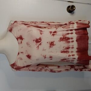 Moon & Sky pink tie dye shirt with crochet shoulders